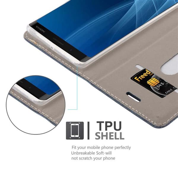 Nokia 8 Sirocco Suojakotelo Suojakuori Lompakkokotelo Matkapuhelinkotelo jossa magneettisuljenta, jalusta-toiminto ja korttitasku