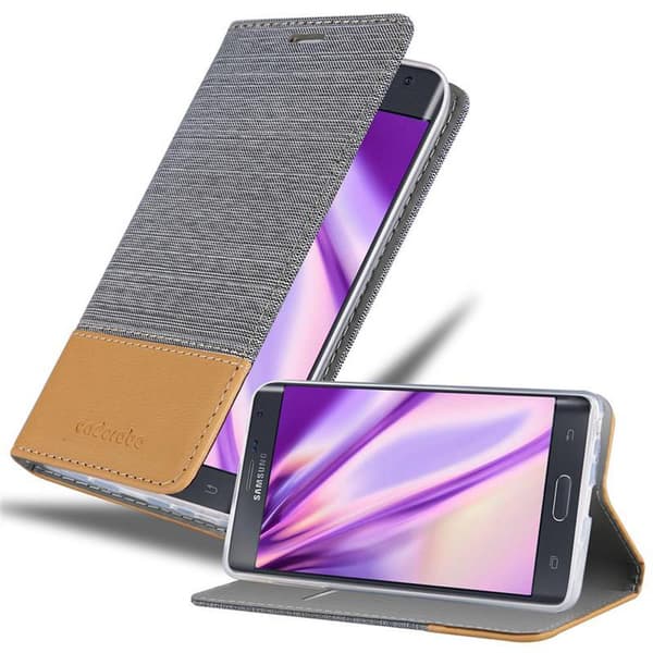 Samsung Galaxy NOTE EDGE Skal Plånboksfodral med magnetisk stängning, ståfunktion och kortficka LJUS GRÅ BRUN
