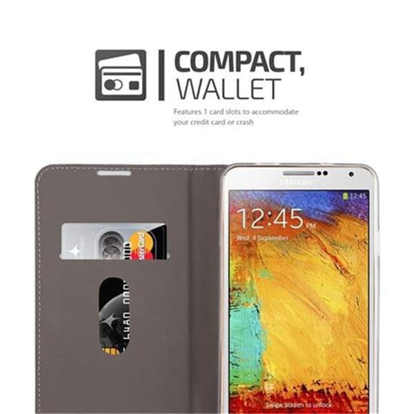 Deksel til Samsung Galaxy NOTE 3 Lommebokdeksel med magnetisk lukking, stativfunksjon og kortlomme