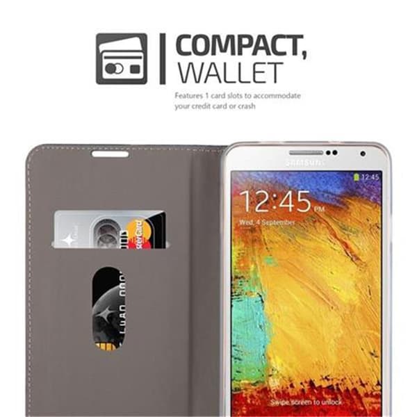 Deksel til Samsung Galaxy NOTE 3 Lommebokdeksel med magnetisk lukking, stativfunksjon og kortlomme