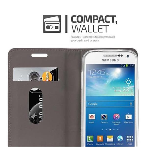 Deksel til Samsung Galaxy S4 MINI Lommebokdeksel med magnetisk lukking, stativfunksjon og kortlomme