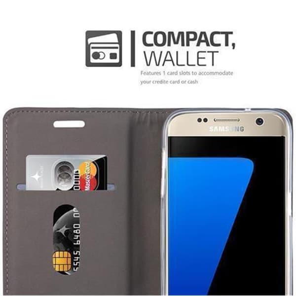 Deksel til Samsung Galaxy S7 Lommebokdeksel med magnetisk lukking, stativfunksjon og kortlomme