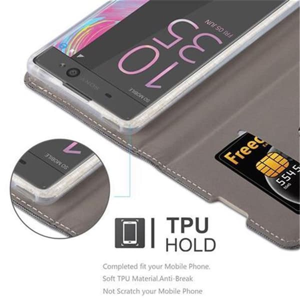 Deksel til Sony Xperia XA Lommebokdeksel med magnetisk lukking, stativfunksjon og kortlomme