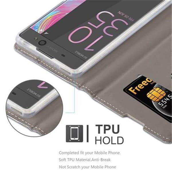 Deksel til Sony Xperia XA Lommebokdeksel med magnetisk lukking, stativfunksjon og kortlomme
