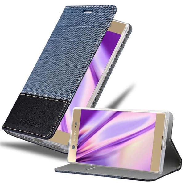 Sony Xperia XA1 ULTRA Skal Plånboksfodral med magnetisk stängning, ståfunktion och kortficka MÖRK BLÅ SVART