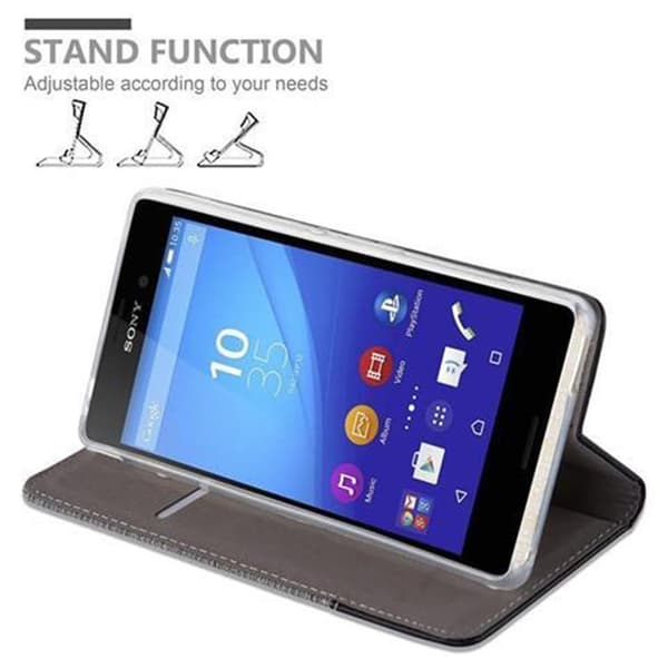 Sony Xperia M4 AQUA Suojakotelo Suojakuori Lompakkokotelo Matkapuhelinkotelo jossa magneettisuljenta, jalusta-toiminto ja korttitasku
