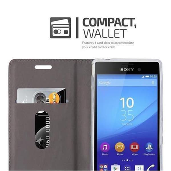 Sony Xperia M4 AQUA Suojakotelo Suojakuori Lompakkokotelo Matkapuhelinkotelo jossa magneettisuljenta, jalusta-toiminto ja korttitasku
