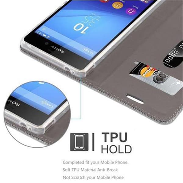 Sony Xperia M4 AQUA Suojakotelo Suojakuori Lompakkokotelo Matkapuhelinkotelo jossa magneettisuljenta, jalusta-toiminto ja korttitasku