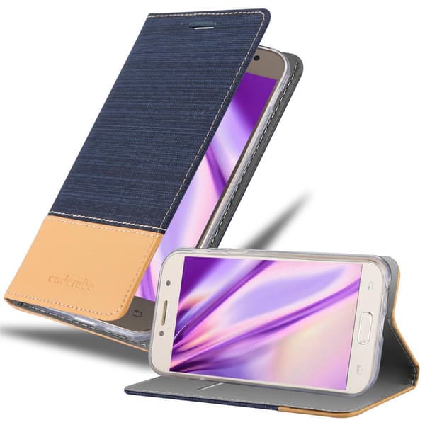Samsung Galaxy A3 2017 Skal Plånboksfodral med magnetisk stängning, ståfunktion och kortficka MÖRK BLÅ BRUN