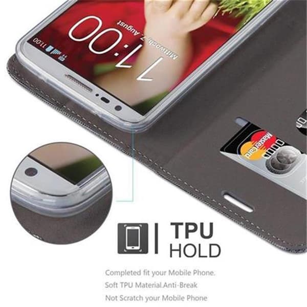 LG G2 Suojakotelo Suojakuori Lompakkokotelo Matkapuhelinkotelo jossa magneettisuljenta, jalusta-toiminto ja korttitasku