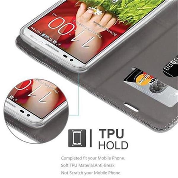 LG G2 Suojakotelo Suojakuori Lompakkokotelo Matkapuhelinkotelo jossa magneettisuljenta, jalusta-toiminto ja korttitasku