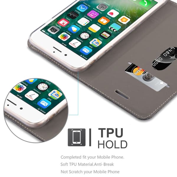 Deksel til iPhone 7 PLUS / 7S PLUS / 8 PLUS Lommebokdeksel med magnetisk lukking, stativfunksjon og kortlomme