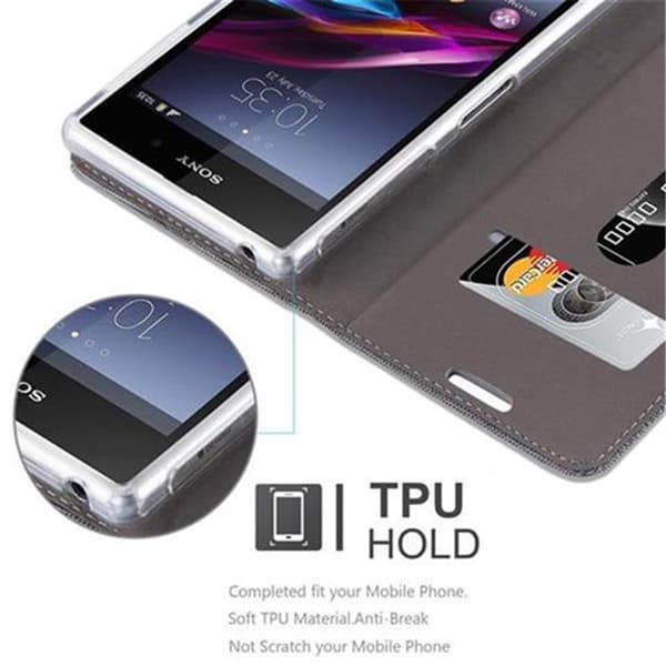 Sony Xperia Z1 Skal Plånboksfodral med magnetisk stängning, ståfunktion och kortficka