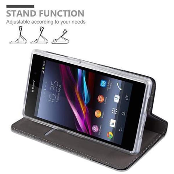 Sony Xperia Z1 Skal Plånboksfodral med magnetisk stängning, ståfunktion och kortficka
