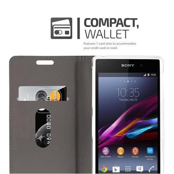 Sony Xperia Z1 Skal Plånboksfodral med magnetisk stängning, ståfunktion och kortficka
