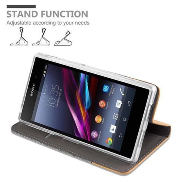 Sony Xperia Z1 Skal Plånboksfodral med magnetisk stängning, ståfunktion och kortficka
