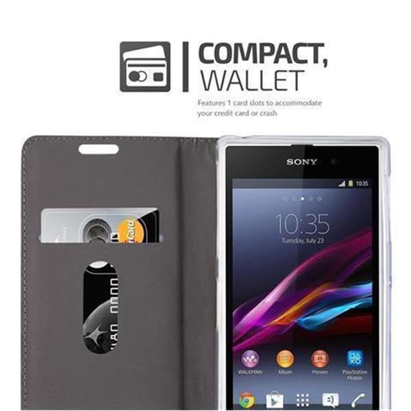 Deksel til Sony Xperia Z1 Lommebokdeksel med magnetisk lukking, stativfunksjon og kortlomme