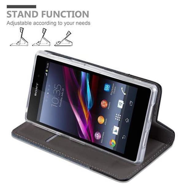 Sony Xperia Z1 Skal Plånboksfodral med magnetisk stängning, ståfunktion och kortficka