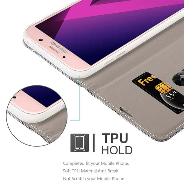 Deksel til Samsung Galaxy A7 2017 Lommebokdeksel med magnetisk lukking, stativfunksjon og kortlomme
