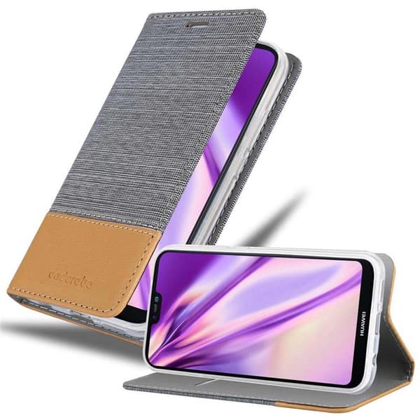 Deksel til Huawei P20 LITE 2018 / NOVA 3E Lommebokdeksel med magnetisk lukking, stativfunksjon og kortlomme LYS GRÅ BRUN