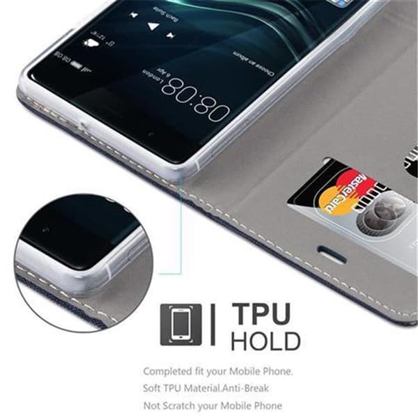 Deksel til Huawei P9 Lommebokdeksel med magnetisk lukking, stativfunksjon og kortlomme