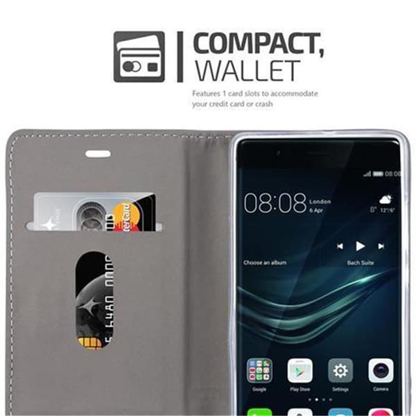 Deksel til Huawei P9 Lommebokdeksel med magnetisk lukking, stativfunksjon og kortlomme