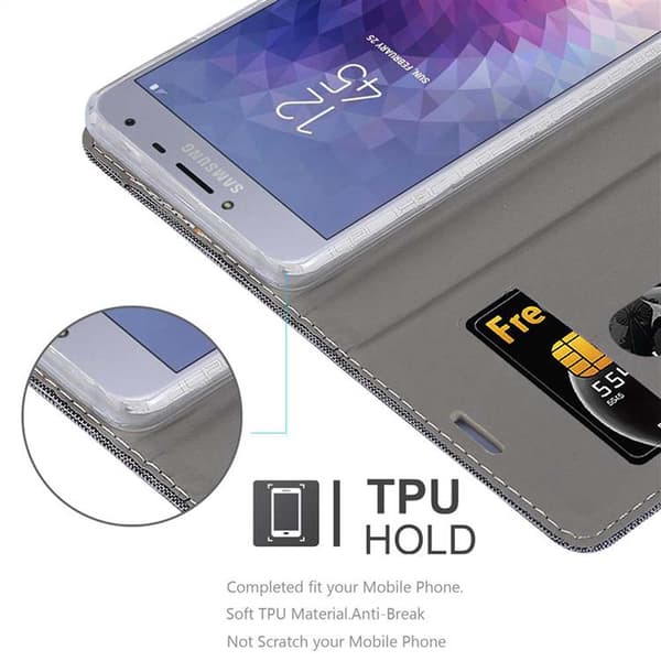 Deksel til Samsung Galaxy J4 2018 Lommebokdeksel med magnetisk lukking, stativfunksjon og kortlomme