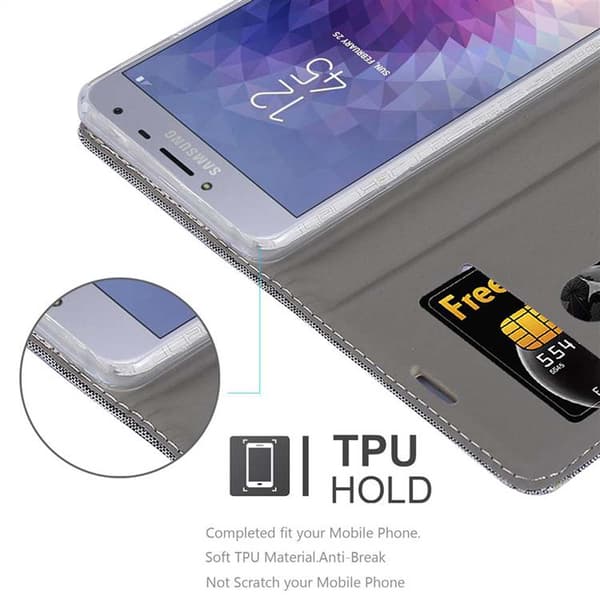 Samsung Galaxy J4 2018 Skal Plånboksfodral med magnetisk stängning, ståfunktion och kortficka