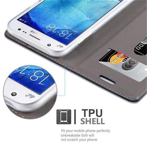 Deksel til Samsung Galaxy J5 2015 Lommebokdeksel med magnetisk lukking, stativfunksjon og kortlomme
