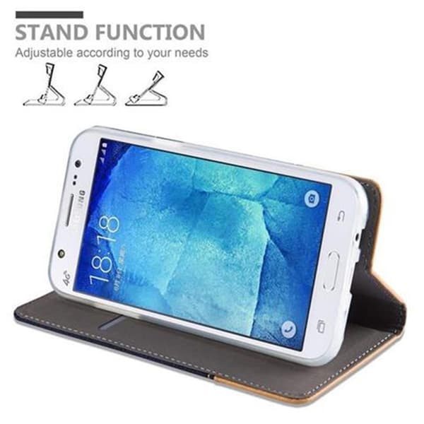 Deksel til Samsung Galaxy J5 2015 Lommebokdeksel med magnetisk lukking, stativfunksjon og kortlomme