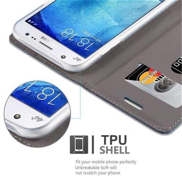 Deksel til Samsung Galaxy J5 2015 Lommebokdeksel med magnetisk lukking, stativfunksjon og kortlomme