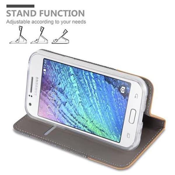 Samsung Galaxy J1 2015 Skal Plånboksfodral med magnetisk stängning, ståfunktion och kortficka