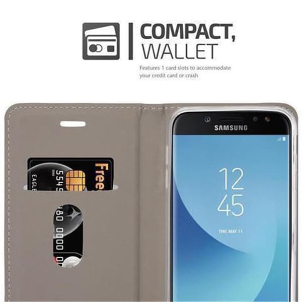 Deksel til Samsung Galaxy J3 2017 Lommebokdeksel med magnetisk lukking, stativfunksjon og kortlomme
