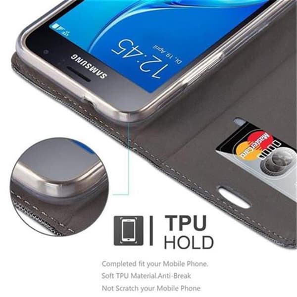 Samsung Galaxy J1 2016 Suojakotelo Suojakuori Lompakkokotelo Matkapuhelinkotelo jossa magneettisuljenta, jalusta-toiminto ja korttitasku