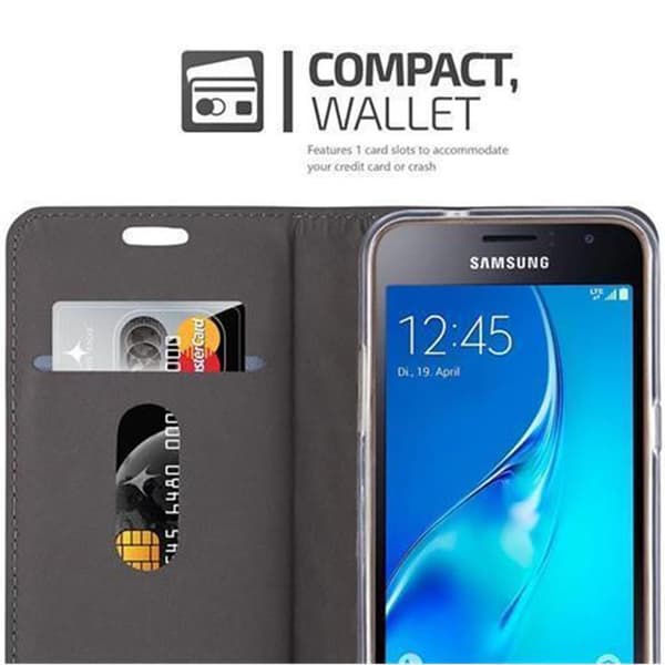 Samsung Galaxy J1 2016 Suojakotelo Suojakuori Lompakkokotelo Matkapuhelinkotelo jossa magneettisuljenta, jalusta-toiminto ja korttitasku
