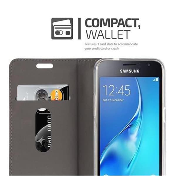 Samsung Galaxy J1 2016 Skal Plånboksfodral med magnetisk stängning, ståfunktion och kortficka