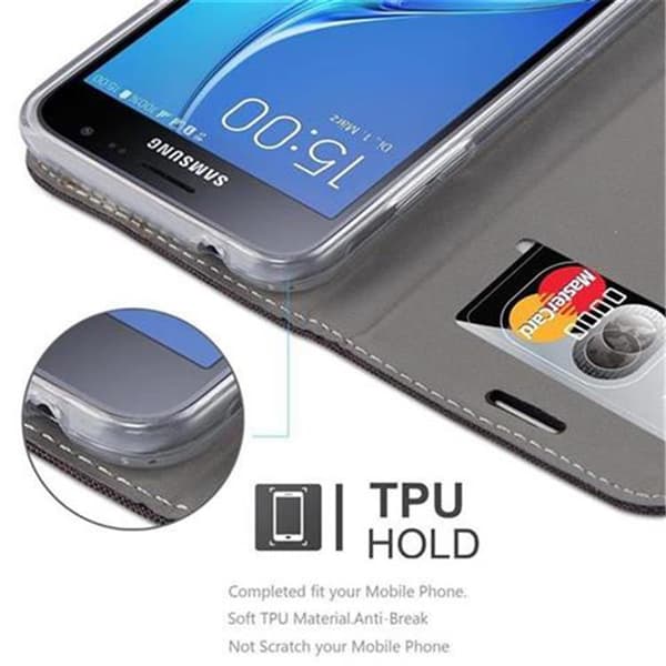 Samsung Galaxy J3 2016 Skal Plånboksfodral med magnetisk stängning, ståfunktion och kortficka