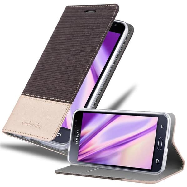 Samsung Galaxy J3 2016 Skal Plånboksfodral med magnetisk stängning, ståfunktion och kortficka ANTRACIT GULL