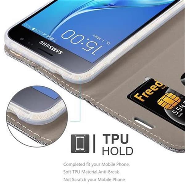 Samsung Galaxy J3 2016 Skal Plånboksfodral med magnetisk stängning, ståfunktion och kortficka