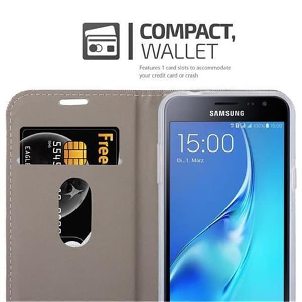 Samsung Galaxy J3 2016 Skal Plånboksfodral med magnetisk stängning, ståfunktion och kortficka