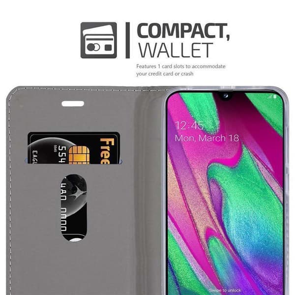 Deksel til Samsung Galaxy A40 Lommebokdeksel med magnetisk lukking, stativfunksjon og kortlomme