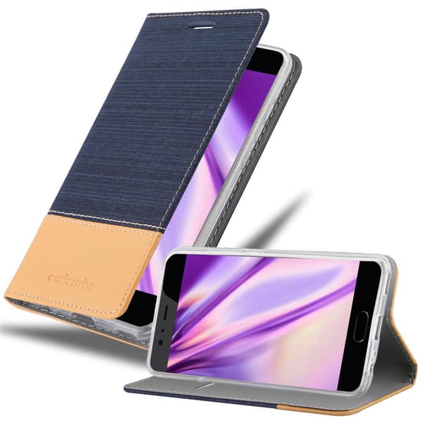 Huawei P10 PLUS Skal Plånboksfodral med magnetisk stängning, ståfunktion och kortficka MÖRK BLÅ BRUN