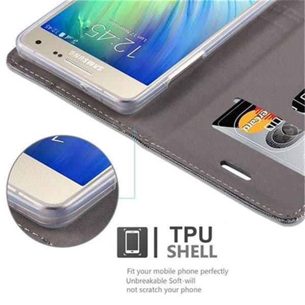 Deksel til Samsung Galaxy A5 2015 Lommebokdeksel med magnetisk lukking, stativfunksjon og kortlomme