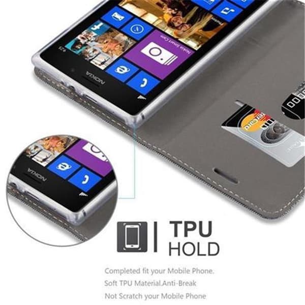 Nokia Lumia 925 Suojakotelo Suojakuori Lompakkokotelo Matkapuhelinkotelo jossa magneettisuljenta, jalusta-toiminto ja korttitasku