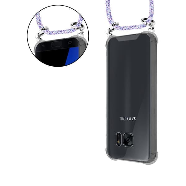 Samsung Galaxy S7 Suojakuori ketju Samsung Galaxy S7 Silikoni suojakotelo hopea renkaat, johto hihna ja irrotettava asia