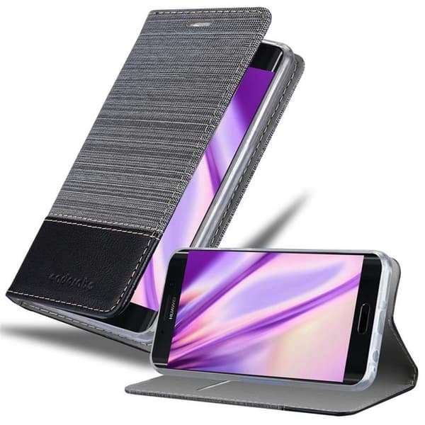 Deksel til Huawei MATE 9 PRO Lommebokdeksel med magnetisk lukking, stativfunksjon og kortlomme GRÅ SVART
