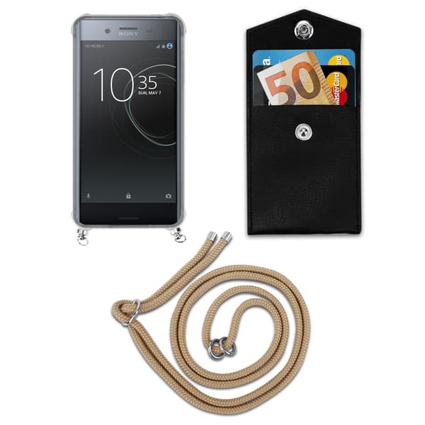Deksel med kedja Sony Xperia XZ / XZs Case med sølvfargede ringer, ledningsstropp og avtakbart etui