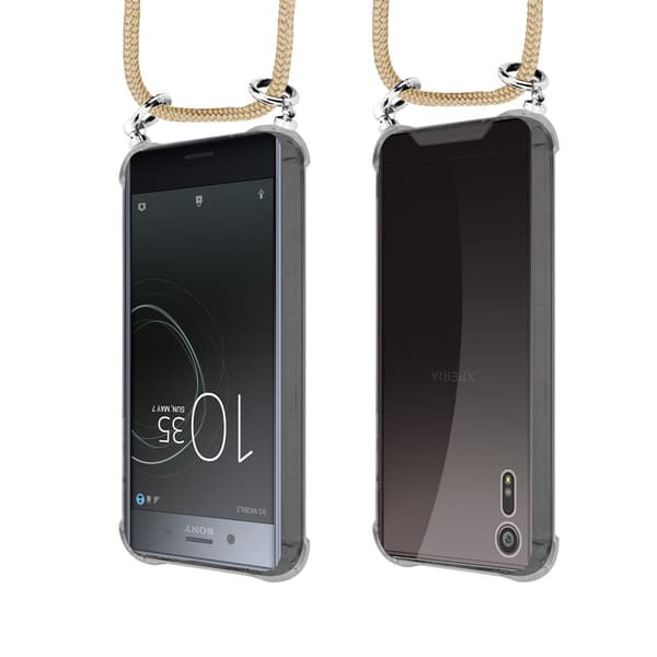 Deksel med kedja Sony Xperia XZ / XZs Case med sølvfargede ringer, ledningsstropp og avtakbart etui
