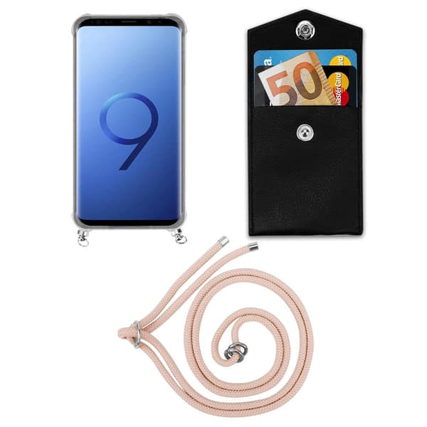Samsung Galaxy S9 PLUS Suojakuori ketju Samsung Galaxy S9 PLUS Silikoni suojakotelo hopea renkaat, johto hihna ja irrotettava asia
