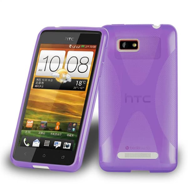 HTC ONE SU Suojakuori Suojakotelo joustavasta TPU-silikonista X-Line-muotoilussa LILA VIOLETTI